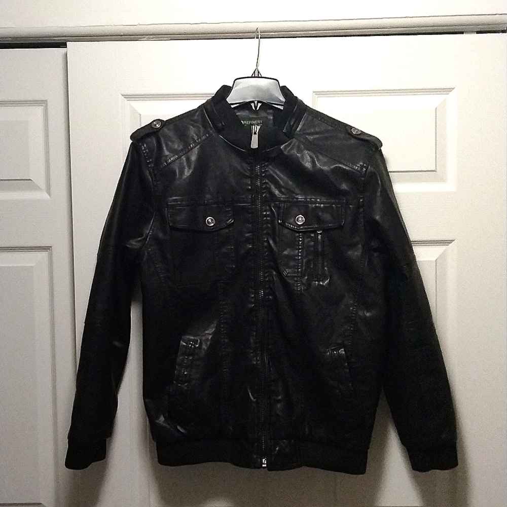 Mens Large Black Leather Jacket